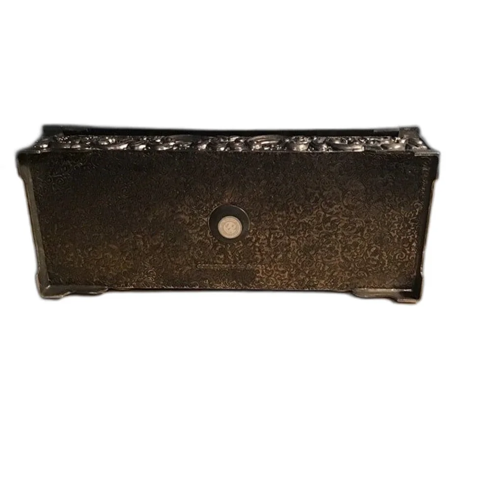 Vintage Godinger Silver Plated Jewelry Box with Floral Repoussé & Velvet Lining